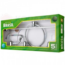 Kit Acessórios Banheiro 5 peças Cromado Brasil