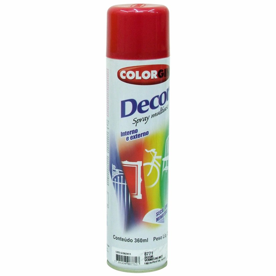 Tinta Spray Decor 350ml Vermelho Colorgin